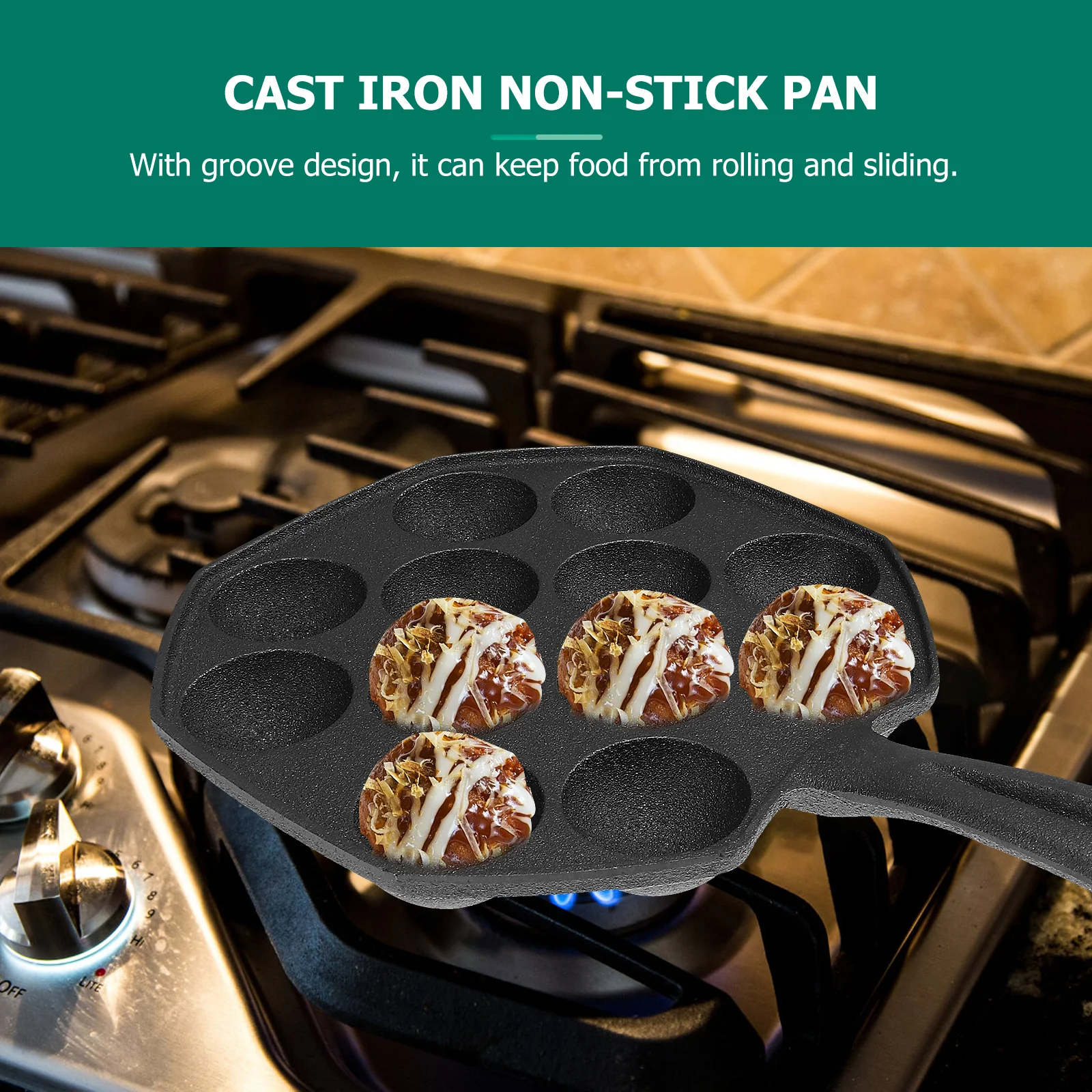 

12-одиничная сковорода-гриль такояки, чугунная антипригарная кухонная тарелка для осьминога, мясных мясных блинов, Ebelskivers, формы для выпечки