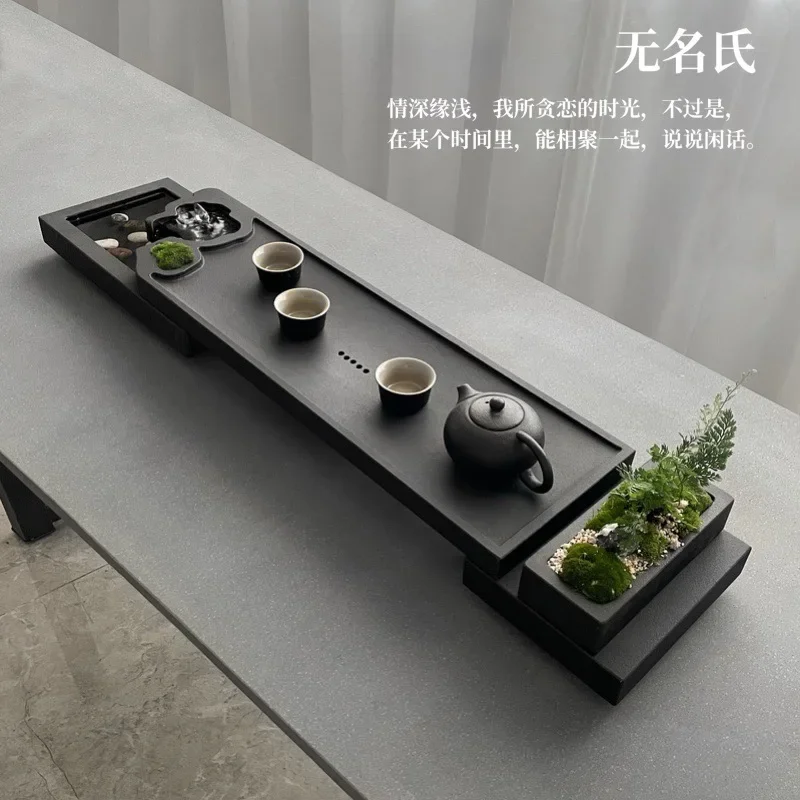 Natural Wujinshi tea tray creative flowing water tea table new Chinese stone light luxury fish tea tray