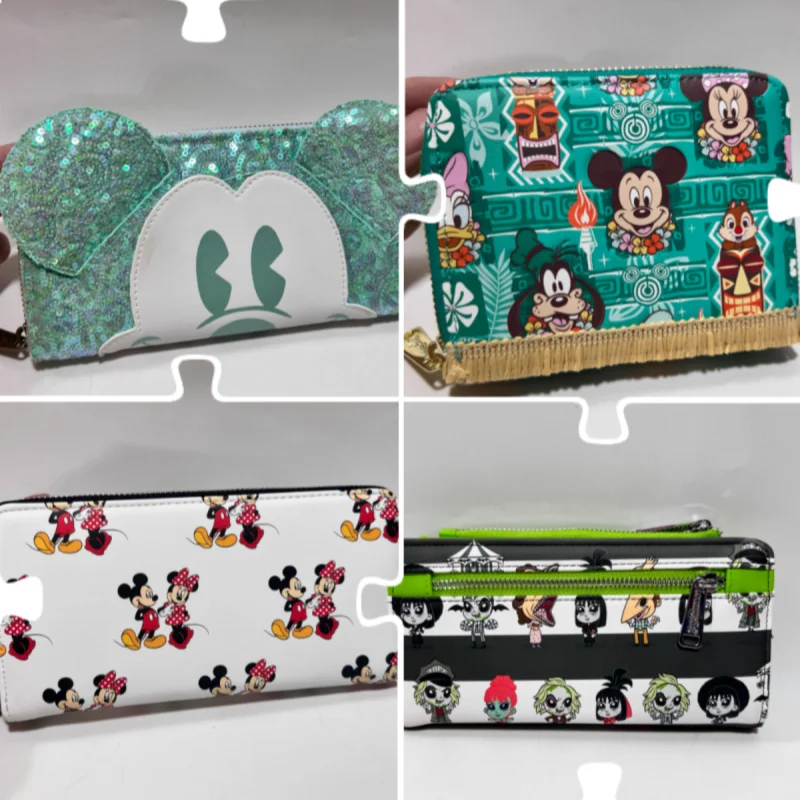 

2025 New In Stock Kawaii Cartoon Mary Cat Mickey Mouse Goofy Disney Stitch Sanrio Series Printed Wallet Card Bag