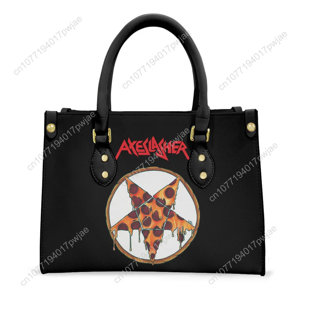 Axeslasher Metal Rock Band Tote Bag Purse Womens Mens Personalized Text Image PU Leather Handbag Business Shopping Gift Bags