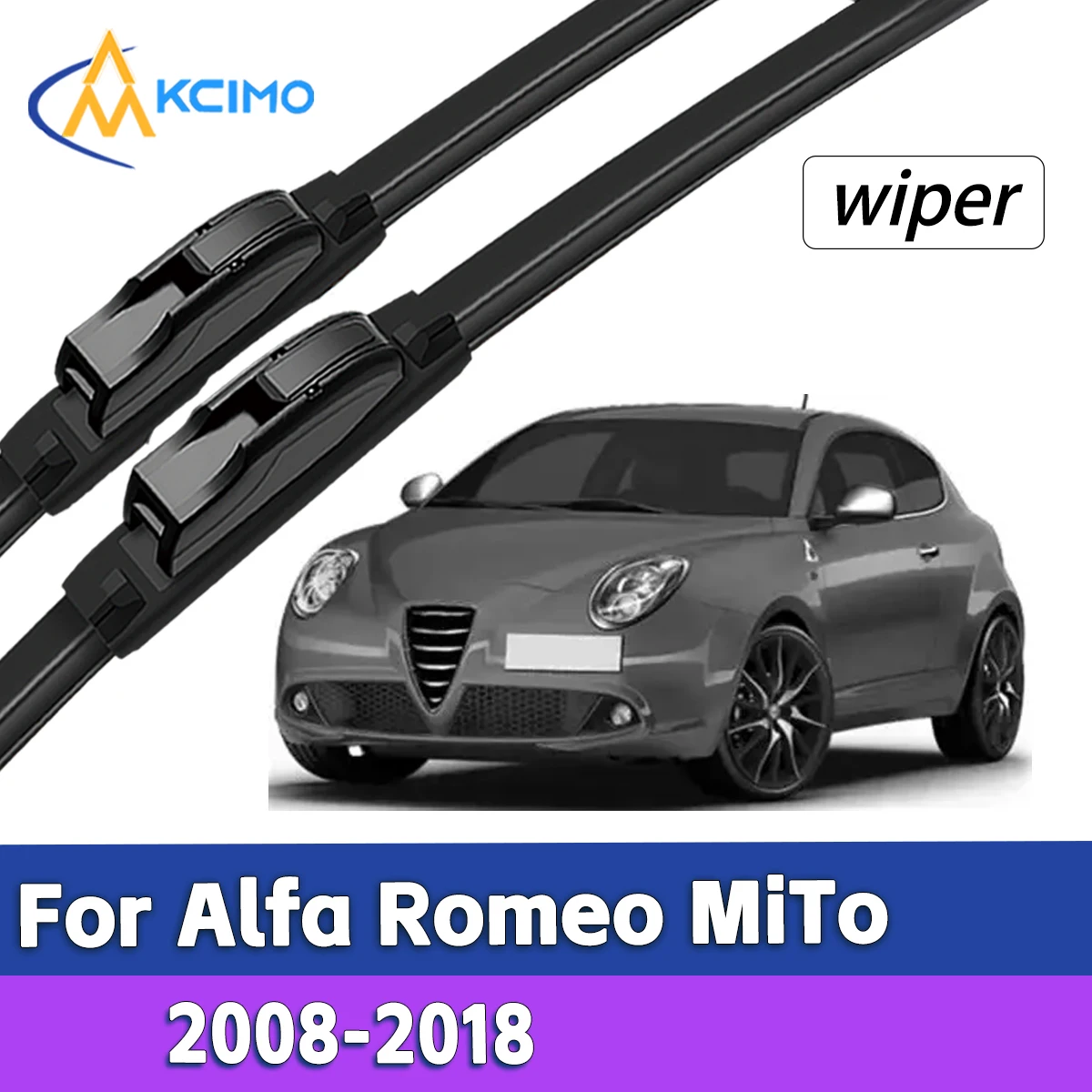 

Front Windshield Wiper Blades For Alfa Romeo MiTo 2008-2018 All Weather Silent Streak Free Rubber Window Wiper Replacement