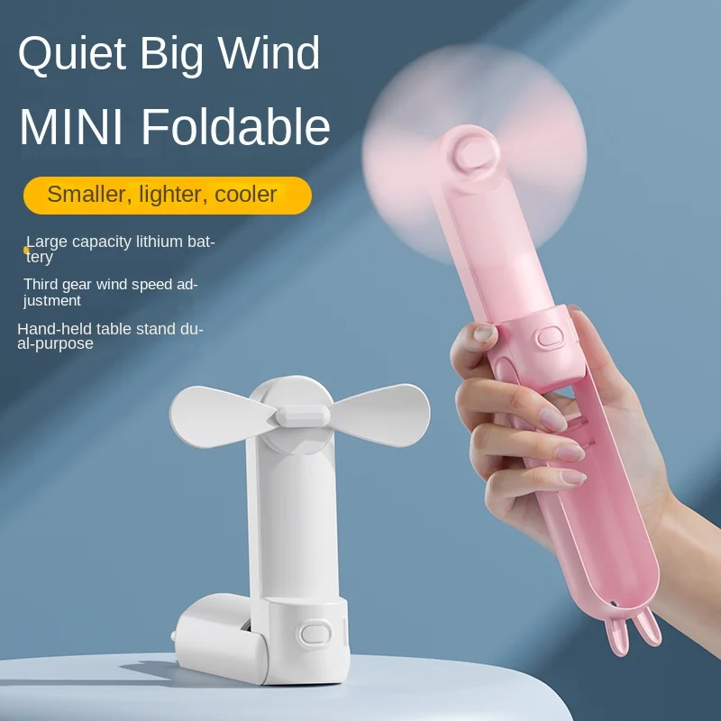 

1PCS Cute Rabbit 500mAh Mini Size Fans Portable Handheld Foldable Fan for Home Office Camping Mute 3-Gear Adjustable Cool Wind