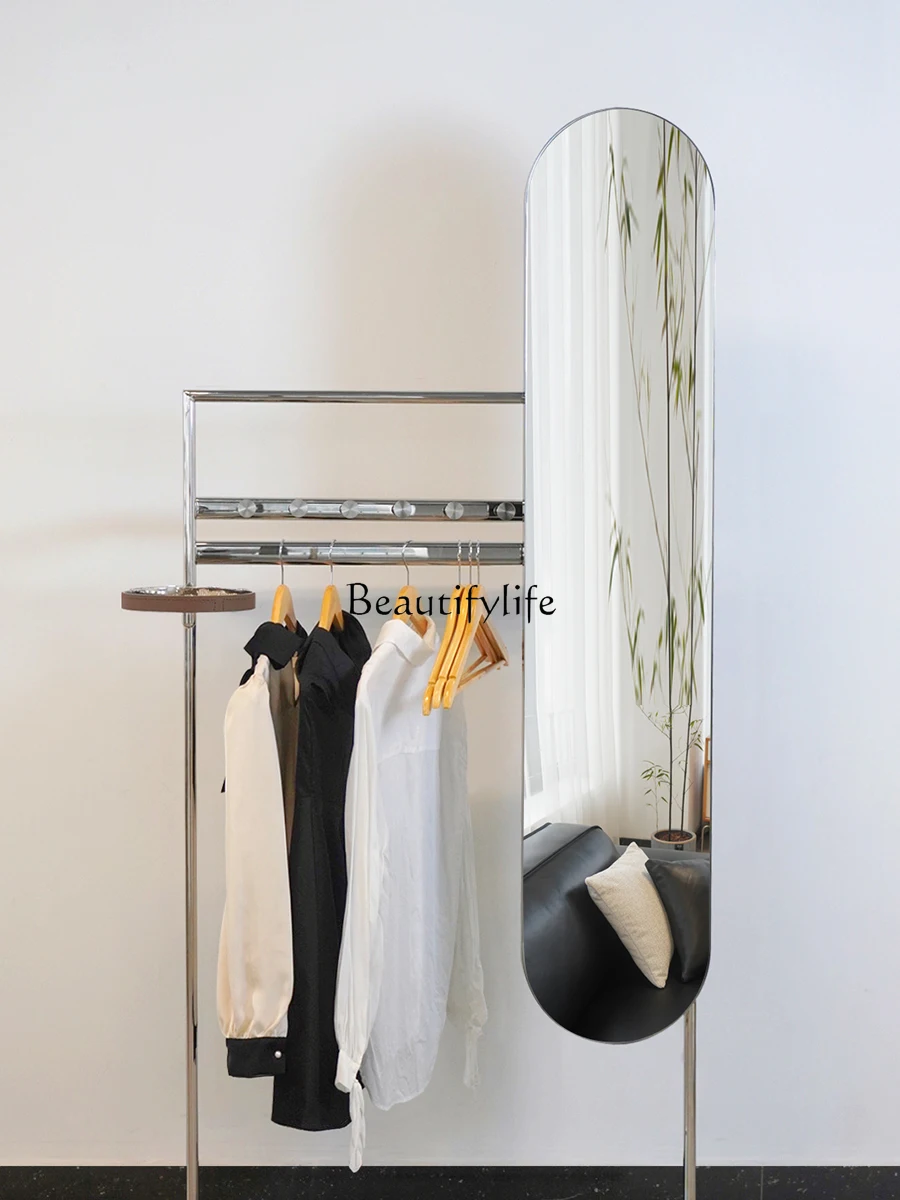 Light Luxury Bedroom Full-Length Mirror Mid-Ancient Floor Coat Rack Clothing Store Stainless Steel Full-Length Mirror