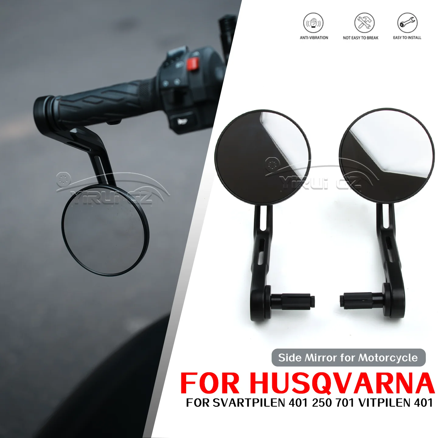 

Зеркало заднего вида на руль мотоцикла для Husqvarna Svartpilen 401 250 701 Vitpilen 401 401, боковое зеркало в стиле ретро