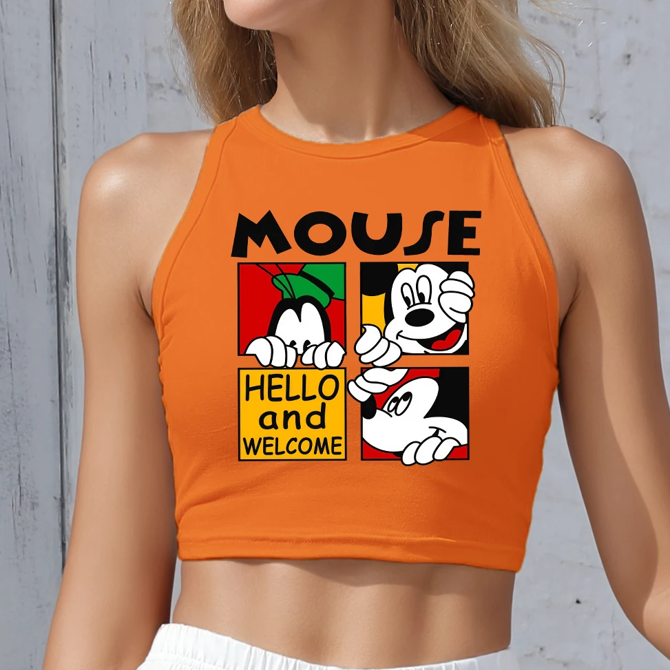 

Summer Disney Travel Clothes Women Vest Top Y2K Streetwear Mickey Mouse Print Camisole Harajuku Sexy Sleeveless Ladies Tank Tops