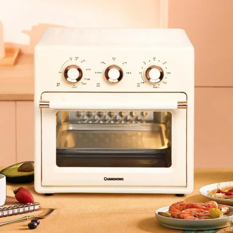 รุ่นมินิเตาอบทอดอากาศเดสก์ท็อปใหม่การไหลเวียนของอากาศร้อนอุณหภูมิคงที่สํานักงานอบสามในหนึ่งเดียวทําอาหารอบแห้ง