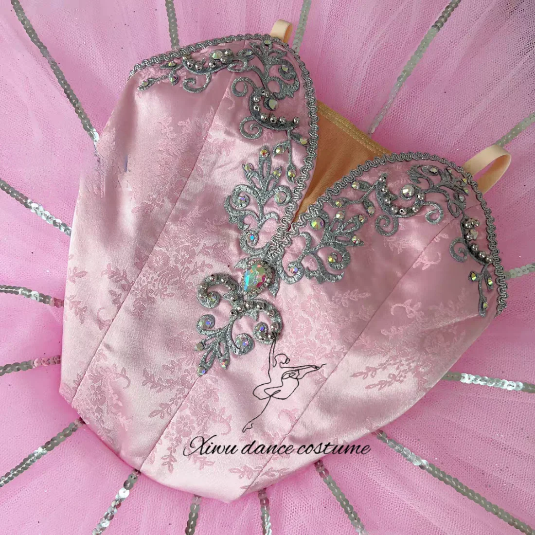   핑크 다이아몬드 장식 발레 튜튜 드레스