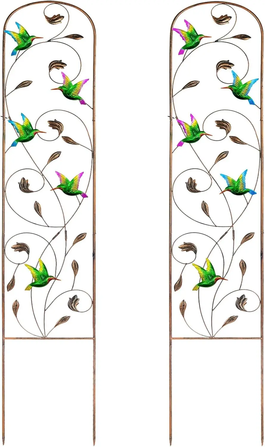 

Set of 2 Hummingbird Metal Garden Trellis for Climbing Plants, Decorative Outdoor Patio Support 60'' H x 11'' W