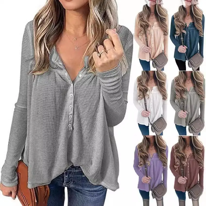 تي شيرت نسائي طويل من Sve Street Sle فضفاض مناسب من مزيج القطن والبوليستر Color Crew Ne irt Autumn Faion للسيدات