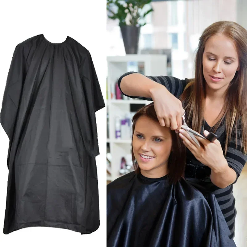 Cape de coupe de cheveux noire imperméable, pour salon de coiffure, robe de barbier grill, tablier de coiffeur, capes antistatiques