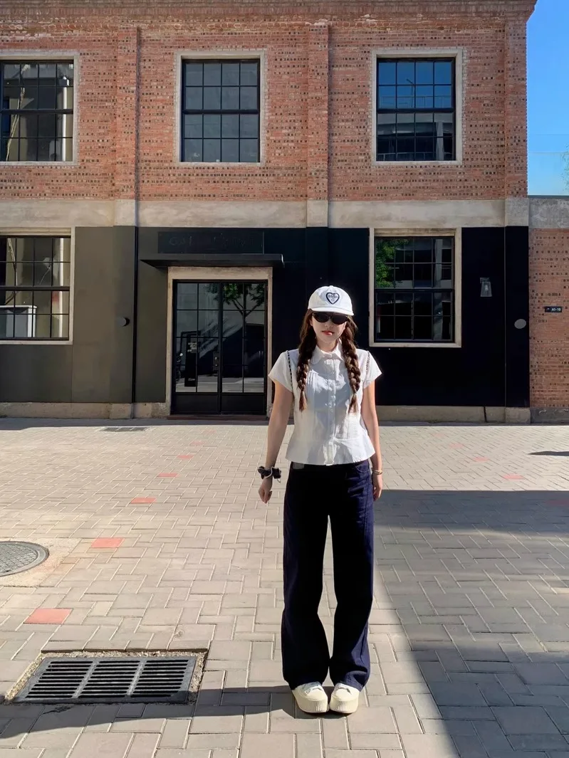 

Lo Cheng Street Pants Queen Summer Vintage Original Jeans Loose Wide Leg Long Pants Women Casual Straight Leg Jeans