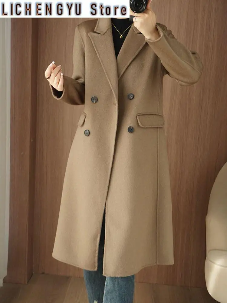 Fashion Trend Women's Coat Pure Wool Autumn and Winter Women's Coat Double-Sided Woolen Coat Loose All-Matching Top