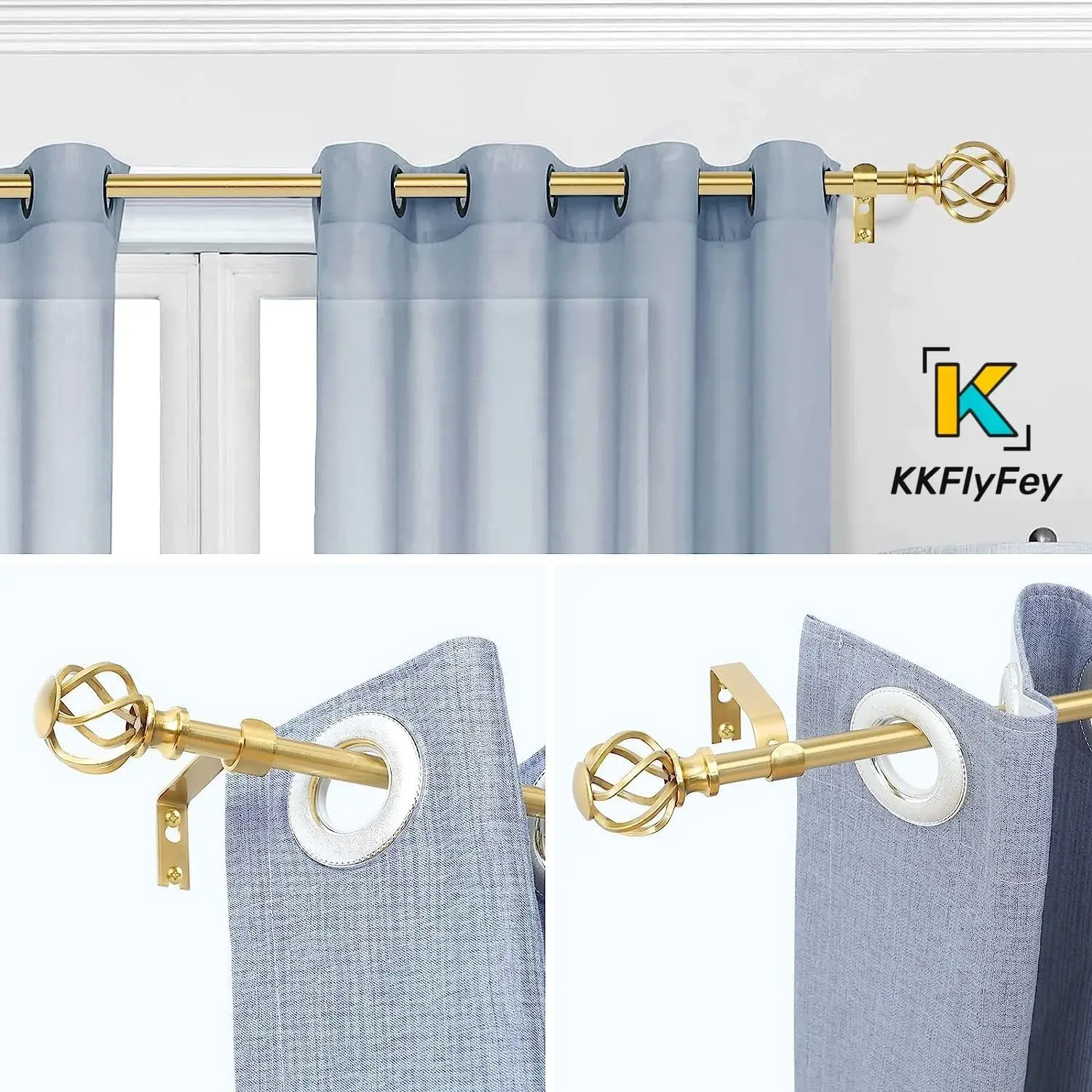 Gold Curtain Rods: Twisted Cage Shape, 1\