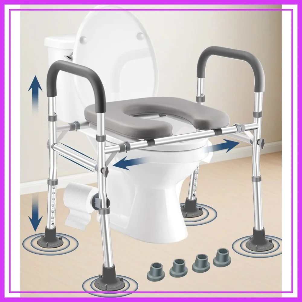 

Extra Wide Raised Toilet Seat with Handles, 500lb Capacity, Adjustable Height 19-25in, Internal Width 25.5-30.5in, for Seniors