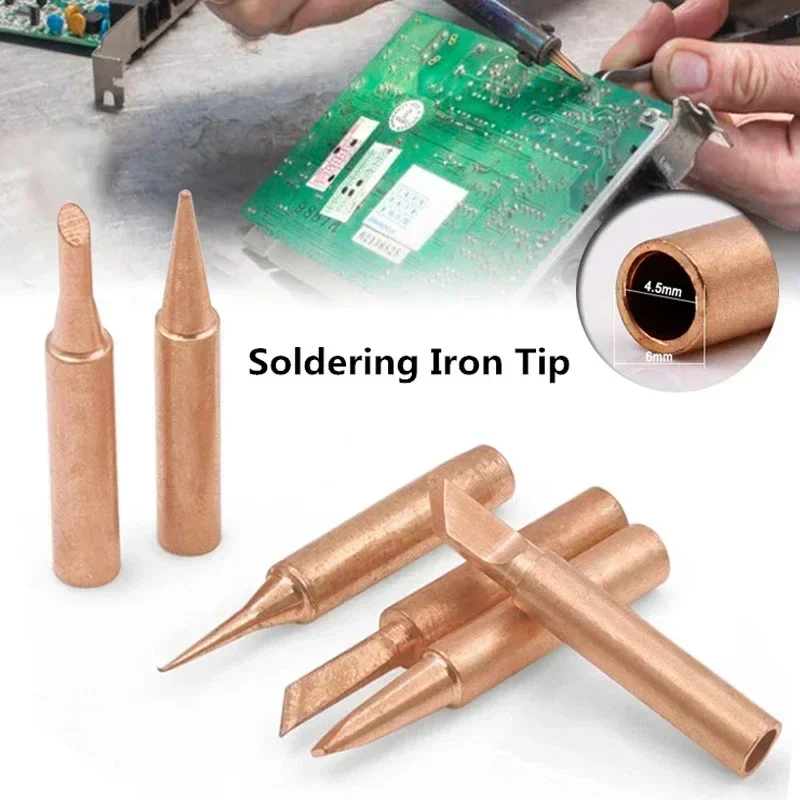 5PCS Copper Iron Tip I/B /K/2.4D/3C Set 900M-T Welding Tip Head Tools Inside Hot Bare Copper Electric Soldering Iron Tools image 3
