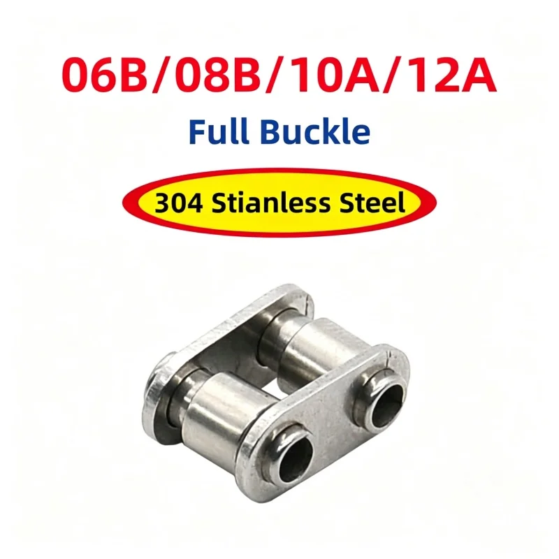 06B/08B/10A/12A 304 Stianless Steel Hollow Pin Full Chain Buckle Single Rows Short Pitch Roller Chain Join Link