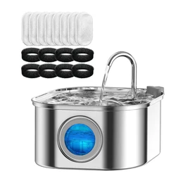 Stainless Steel Cat Automatic Drinking Fountain Dog Drinking Fountain Ultra-Quiet Pet Fountain With Window Cat Water Feeder