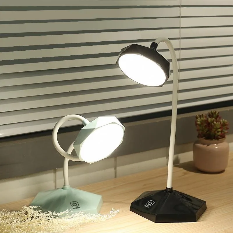 3 Level Touch Dimming Desk Light USB Outlet Charger College Dormitory Study Table Lamp