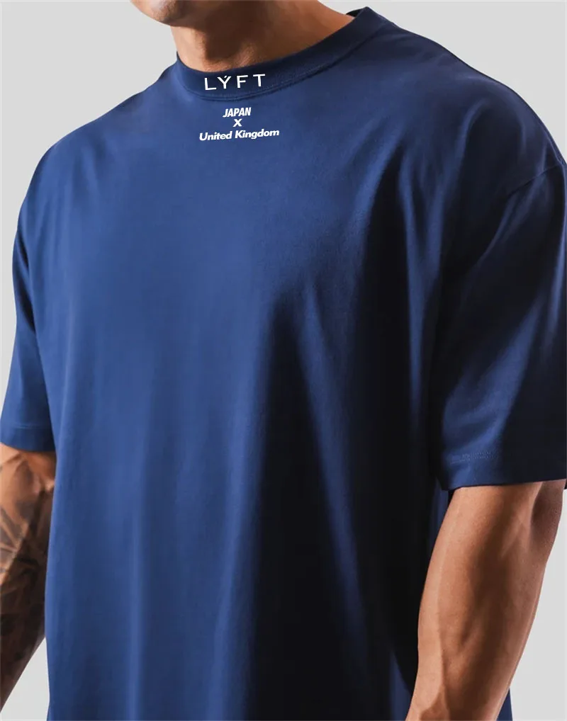 Camisa de ginástica de algodão solta para homens, camiseta de manga curta, treino, fitness esportiva, tamanho grande M-XXXL, Japão e Reino Unido