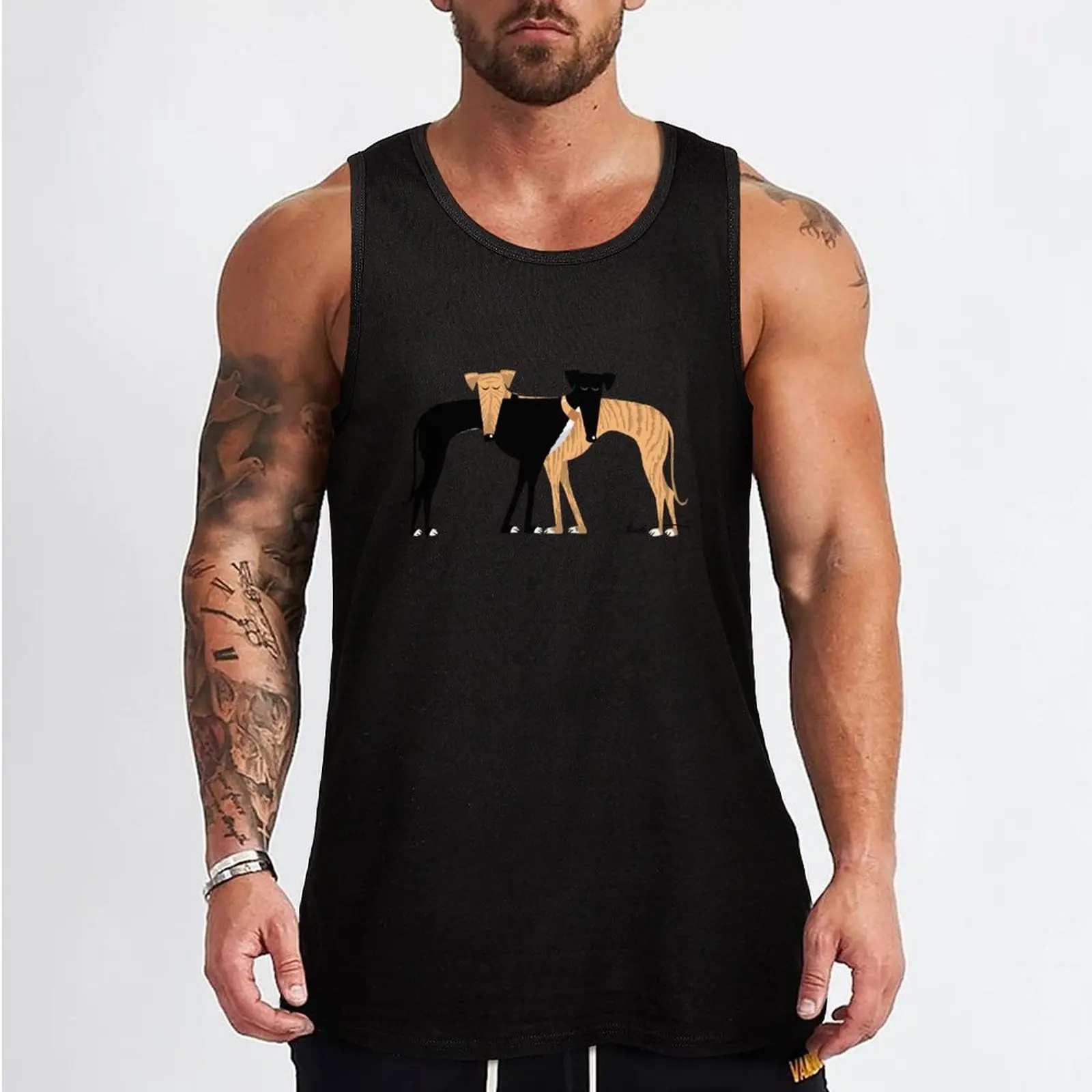 Head Rest Brindle Hound: Tank Top sports suits fitness clothing for men Vests