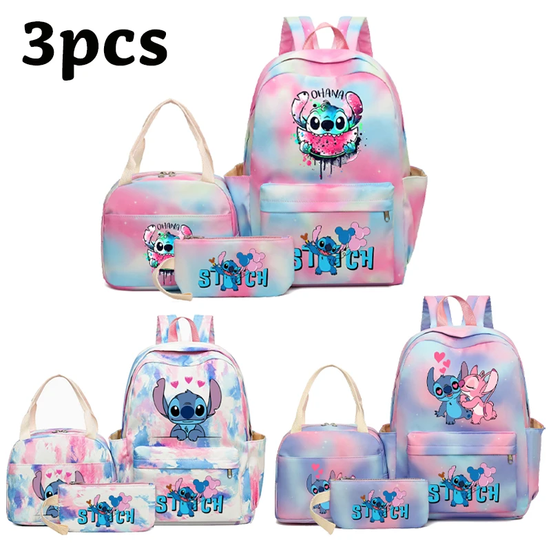 

3 шт. Dinsey Stitch школьный рюкзак пенал сумка для обеда набор студентов аниме модный рюкзак канцелярские принадлежности для хранения книг школьные принадлежности