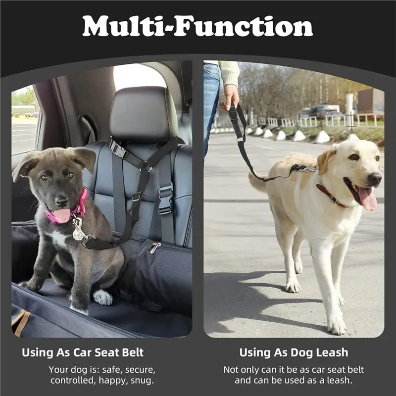 GYTB-Harness Restraints Pet Seat Belt Strap Car Headrest Adjustment Nylon Fabric 2-Pack Dog Vehicle Seat Belt