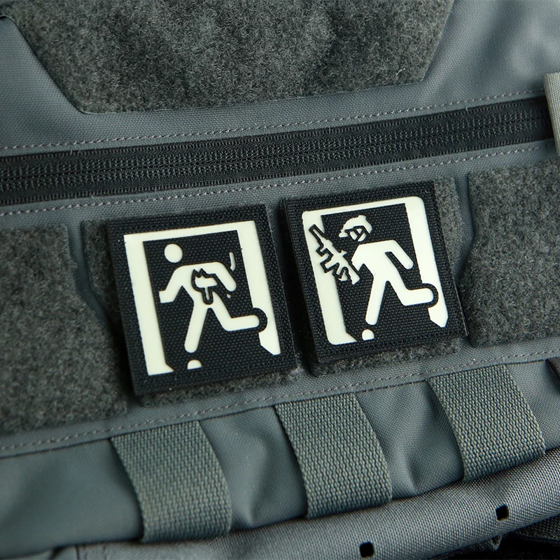 

Safety Exit Escape with Cat Luminous Morale Badge Tactical Channel IR Patch for Clothing Creative Armband Backpack Decoration