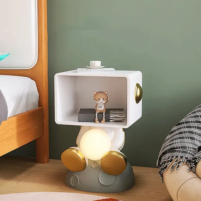 %#l Modern Night Bedside Table Led Nordic Light Bedroom White Storage Nightstands White Minimalist De Dormitorio Furniture