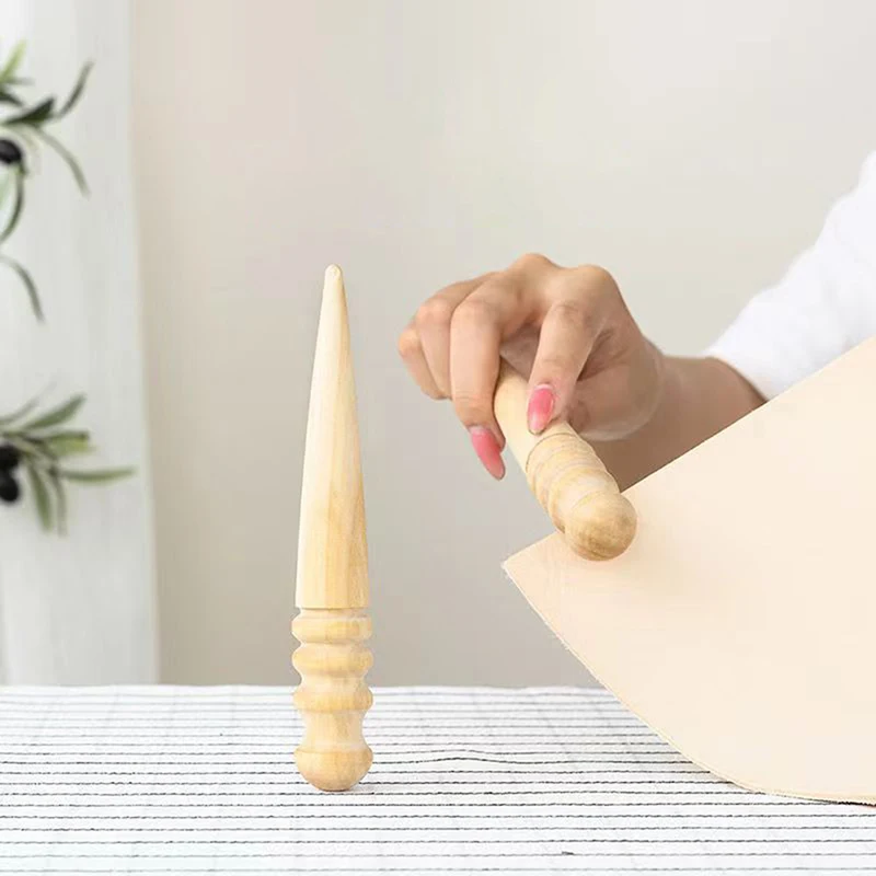 Wood Leather Solid Wood Round Burnishing Edge for Polished Edge Leather Craft Working Tool Craft Kit Leather Edge Slicking