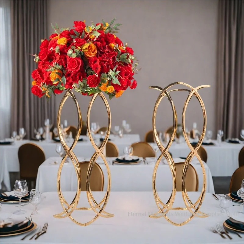 

New Metal Vase Trumpet Shape Wedding Table Centerpiece Event Road Lead Flower Vases For Wedding Party Home Decoration