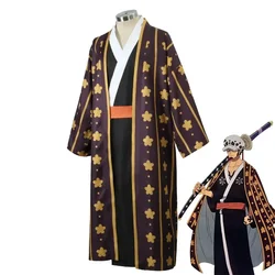 Een Anime Trafalgar Law Cosplay Kostuum Badjas Kimono Suit Wano Country Halloween Party Performance Wear Oorbellen Hoed