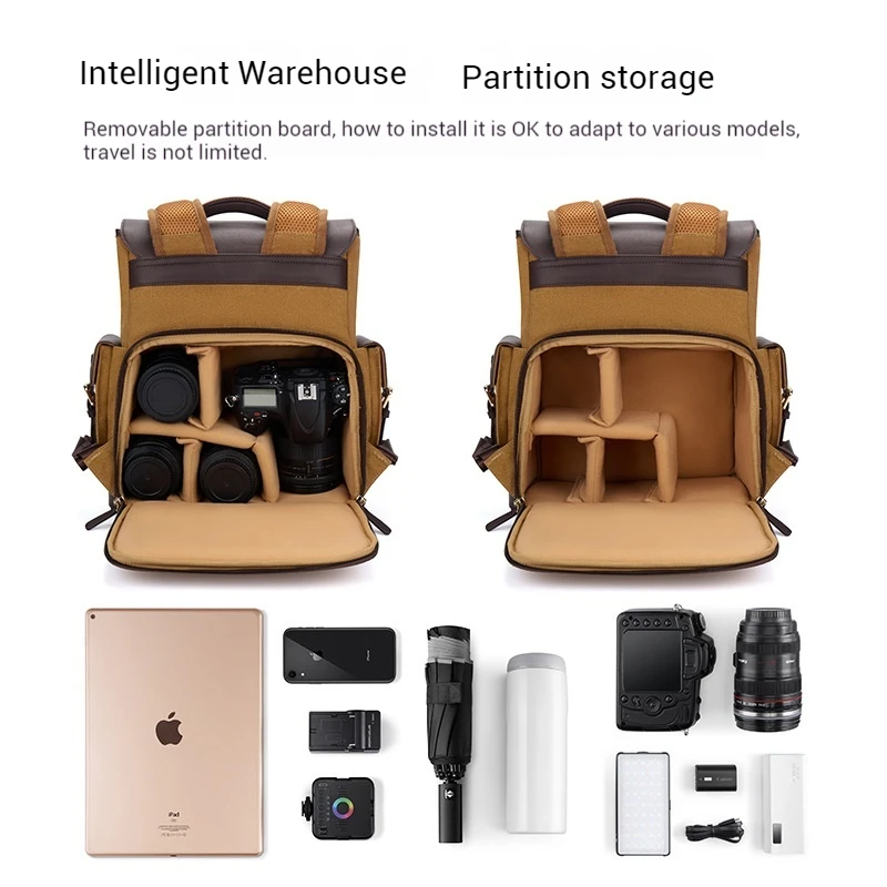 Cwatcun DSLR Camera Backpack Professional Photography Bag Waterproof Multi-functional Large Capacity Camera Storage Solution