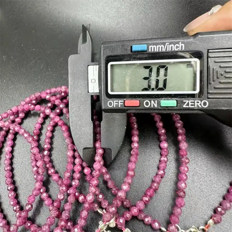 S925 3MM Natural Ruby Facet Bead Bracelet Healing Reiki Crystal Man Woman Fengshui Jewelry Birthday Gift 1pcs
