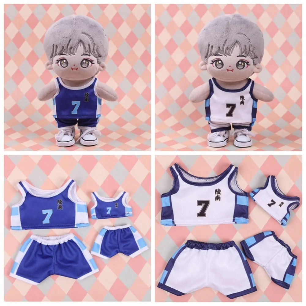 Sport Uniform Doll Basketball Outfit T-Shirt Anime Plush Doll Sports Clothes Mini Blue 20cm Cotton Doll Clothes