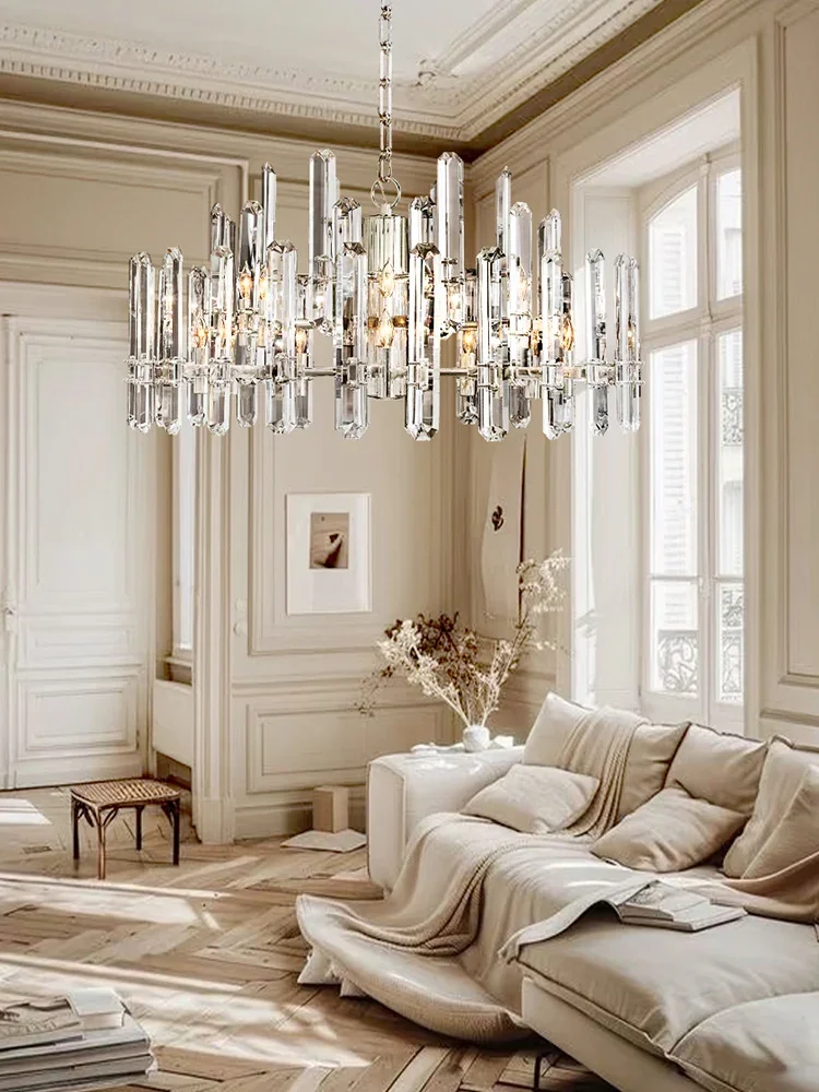 

Luxury Chrome Crystal Pendant Lights Home Decor Chandelier European Cottage Ceiling LED Big Hanging Lamp Lustres