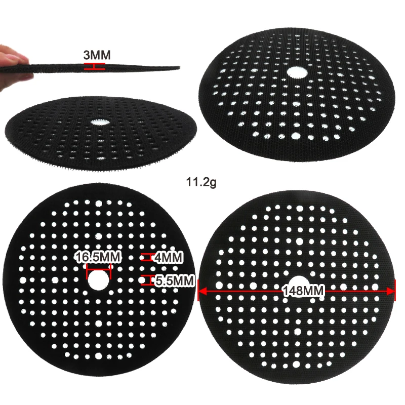 6 Inch Sanding Protection Pad 181 Holes Hook and Loop Interface Ultra-thin Surface for Sanding Discs Thin Sponge Abrasive Tools