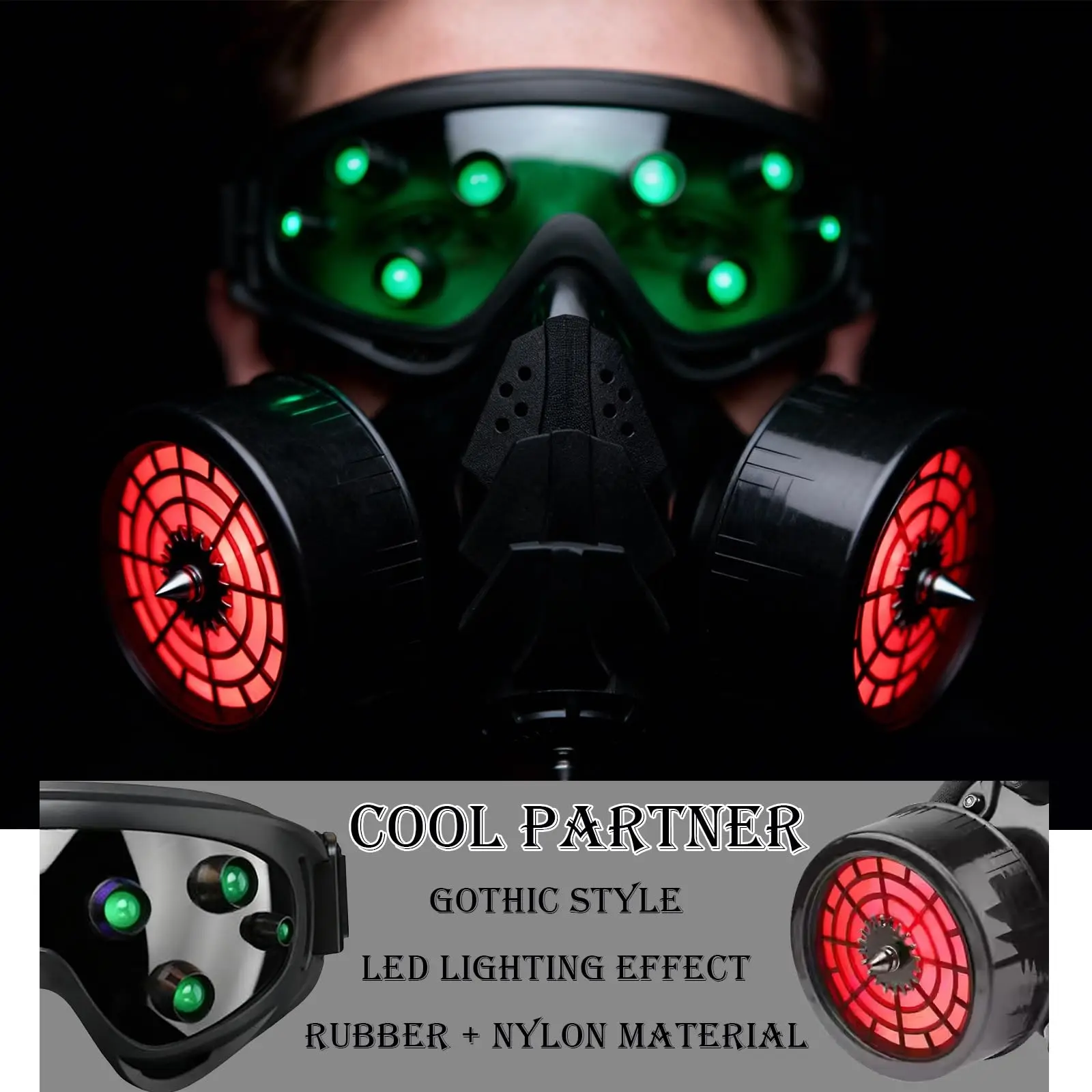 Airsoft Tactical Helmet Set with Comm System Gothic Military Cyberpunk Style Mask Goggles AN/PVS31 NVG Model LED Signal Light