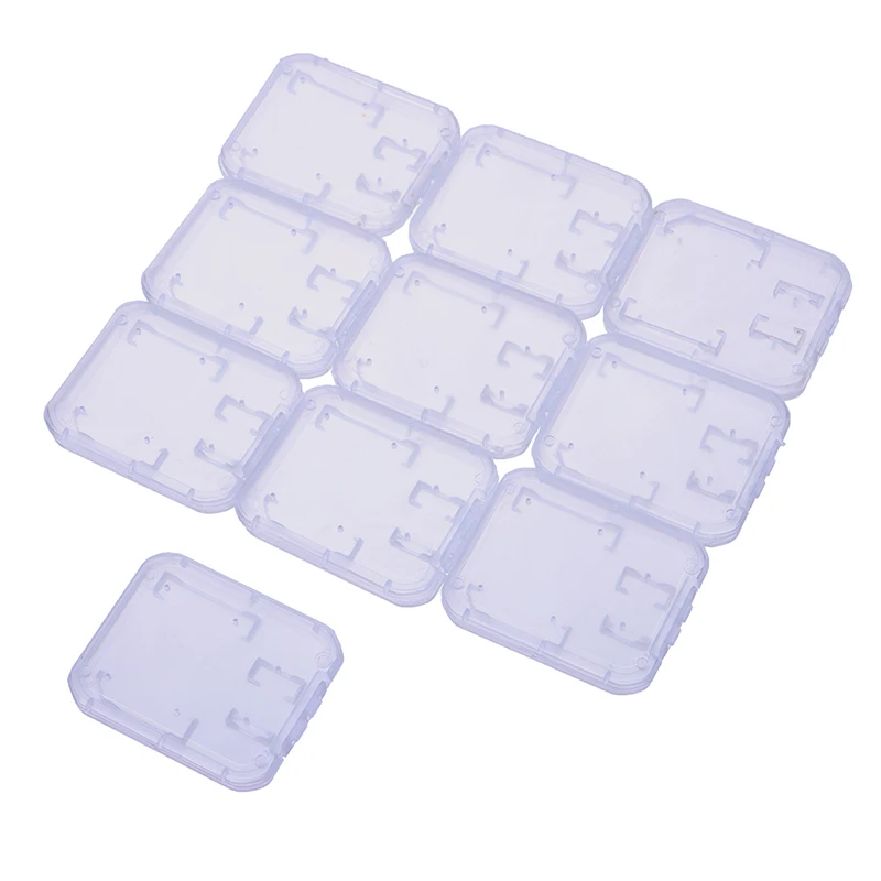 10pcs Clear Plastic Memory Card Case Stick Micro SD TF Card Storage Box Protection Holder Transparent Memory Card Storage Boxes