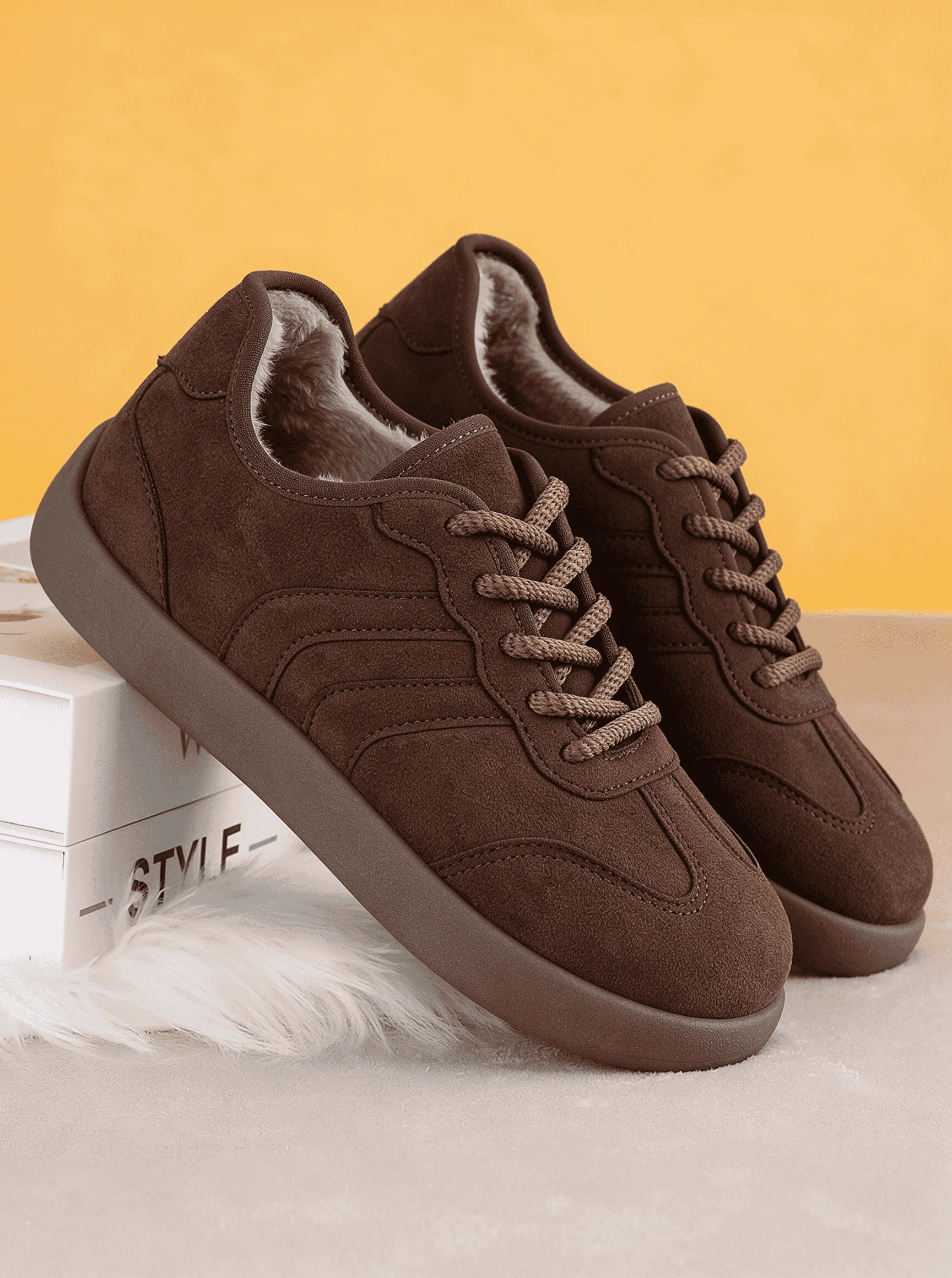 Damen-Winterstiefeletten mit Plüschfutter, verstellbaren Schnürsenkeln, flachem Absatz, warmem und weichem Innenfutter, bequeme Stiefel für Damen. – Detail 5