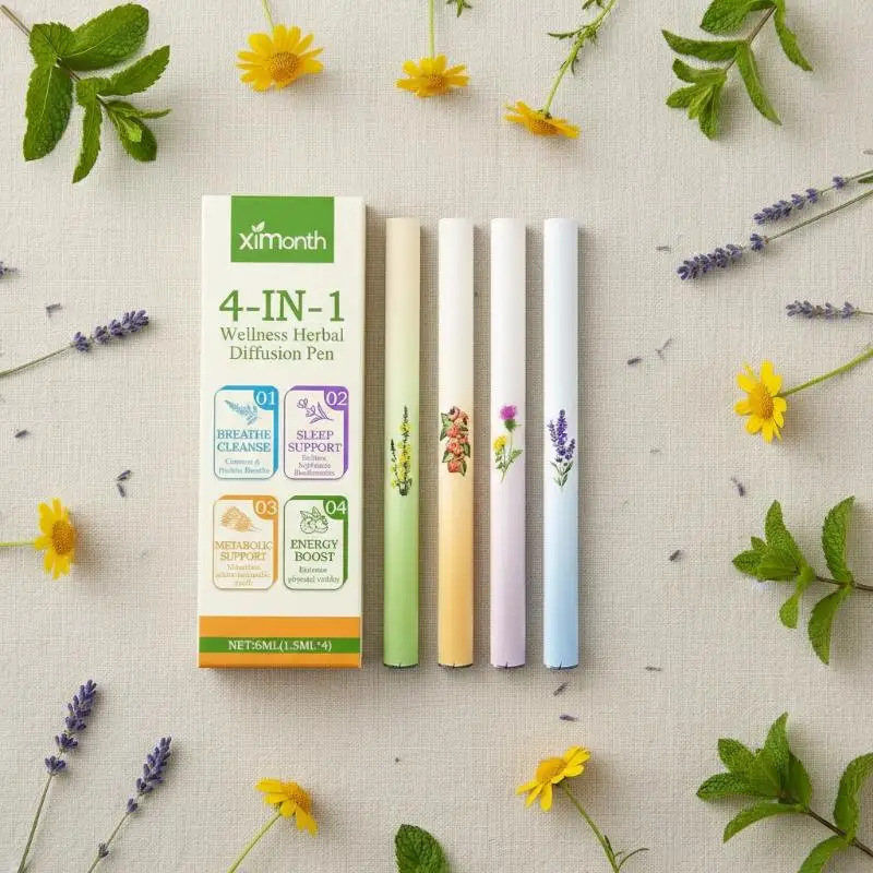 4 In 1 Herbal Diffuser Set Herbal Energy Bar Purifier Boost Clear Breathing Support With Mullein/Thyme/Mints Guarana/Green Tea