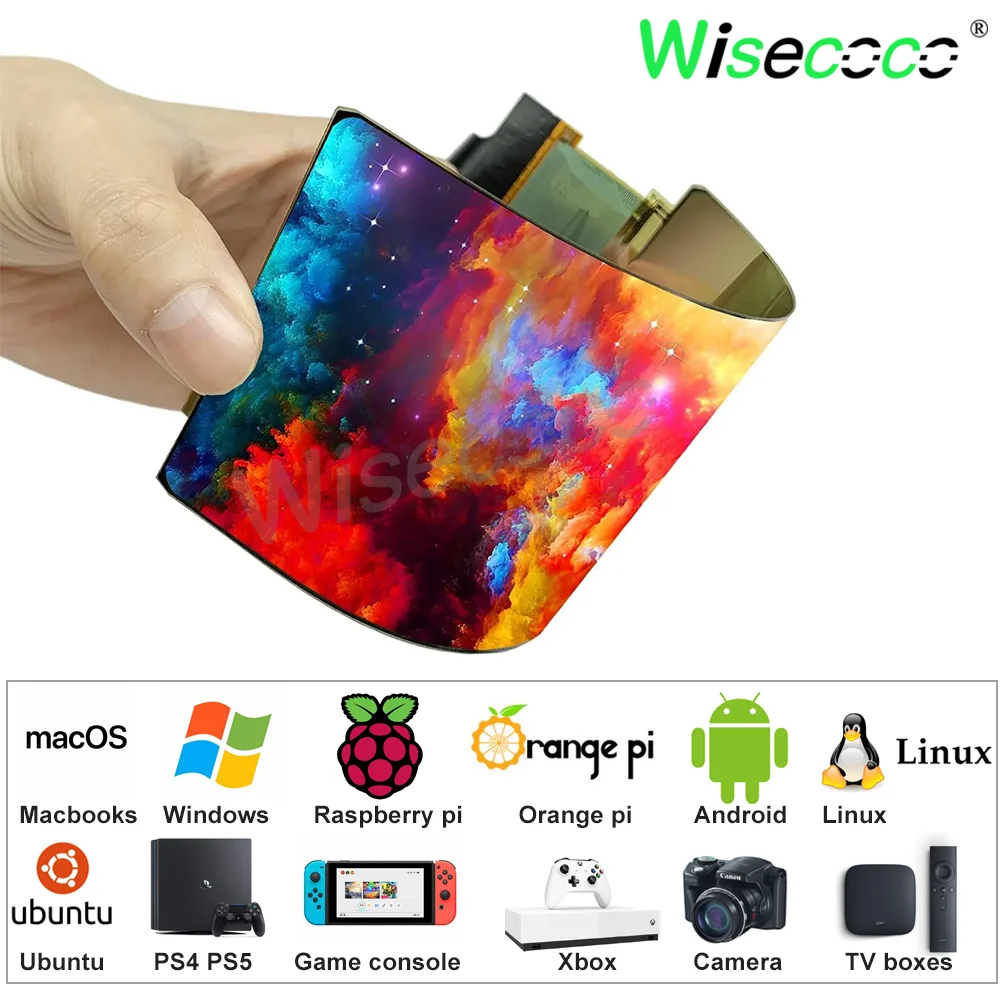 Flexible Display Screen 6 Inch 2K OLED Flexible Screen 60Hz Controller Board Support Raspberry Pi MacBooks Windows Laptops