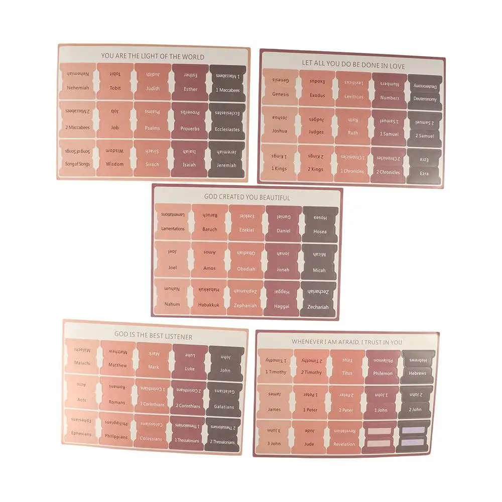 Book Accessories 5 Sheet Bible Index Removable Writable Bible Sticker Self-adhesive Easy Read Bible Label Bookmark