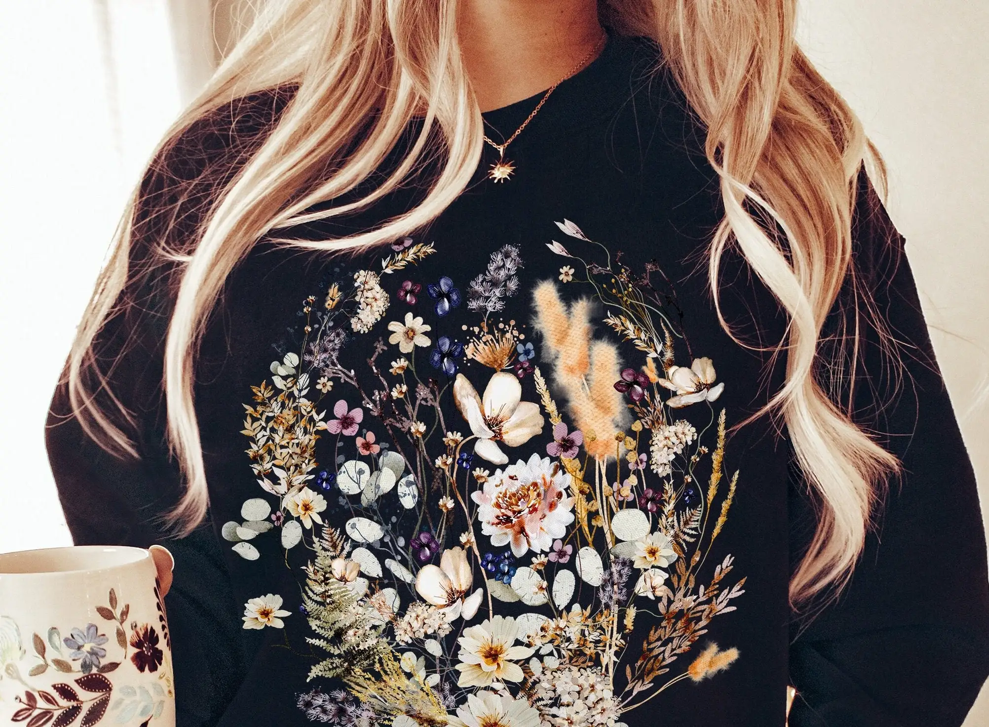 All Flowers Compete for Beauty Print Women Sweatshirt Spring Is Full of Vitality Slogan Female Shirt Soft Comfortable Girl Tops