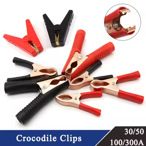 1~10Pairs 30~300A Copper Crocodile Clips Black+Red Set for Car Caravan Van Batteries Test Lead Plug Power Connector Battery Clip