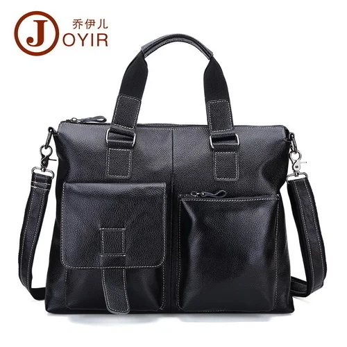 Bolsa de ombro casual de couro genuíno para homens, pasta mensageiro, bolsa para laptop, 15,6 ", 2024