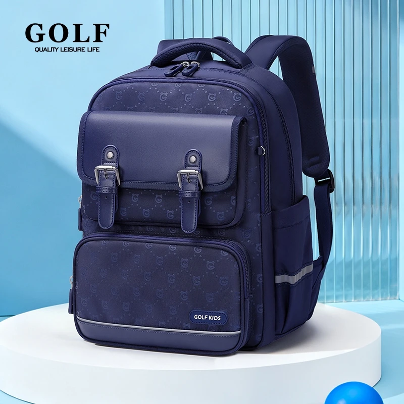 

GOLF Primary School Bag Large Capacity Backpack for Boys and Girls Spine Protection Kids Backpack Waterproof Unisex Book Bag