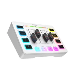 Fifine Gaming USB Mixer mit 4-Kanälen/XLR Mikrofon Schnitts telle/RGB, Sound Mixer für Game Podcast Streaming Ampligame Sc3w