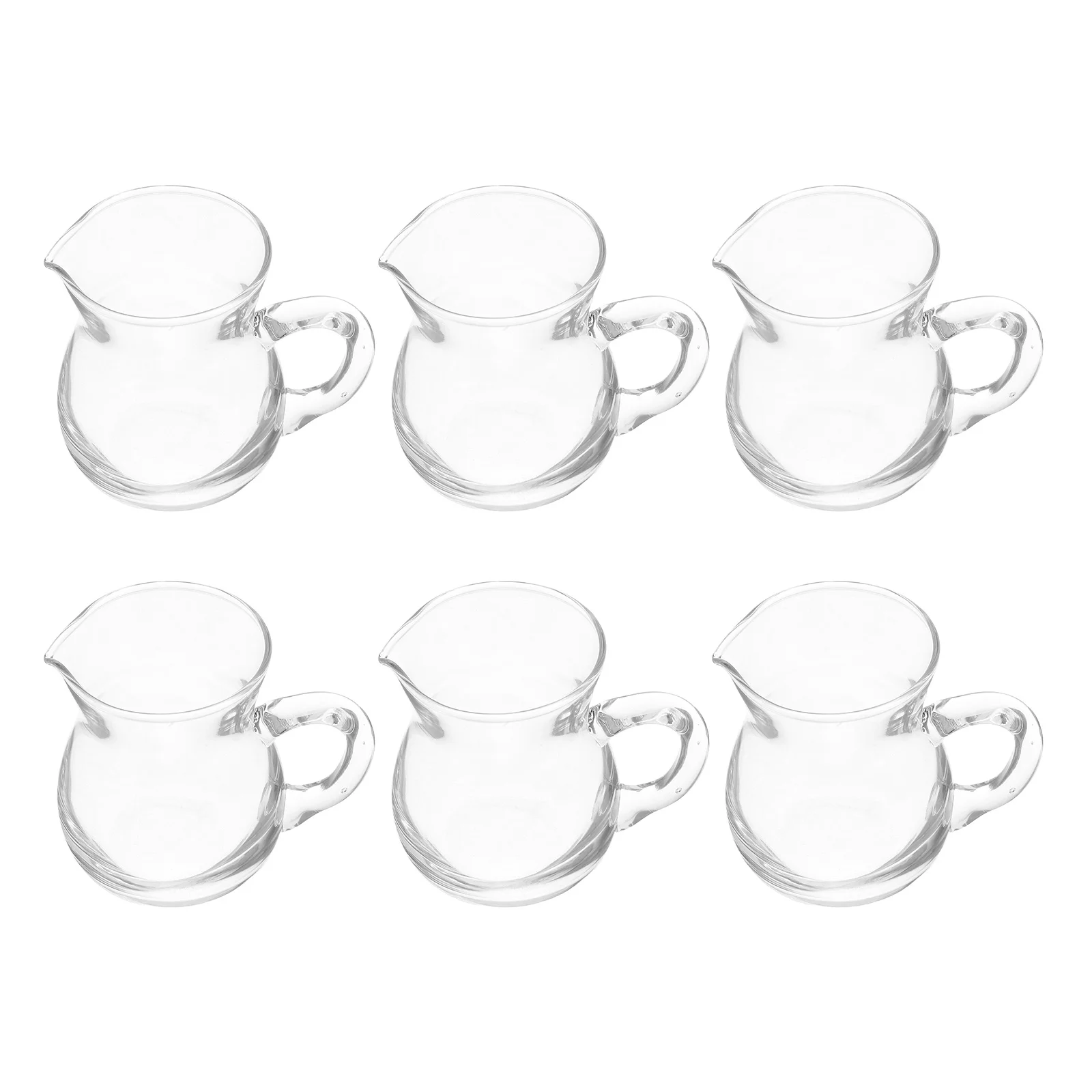 

6Pcs 100ml Glass Creamer Pitcher Mini Transparent Milk Coffee Syrup Jug for Home Office Travel Beverage Glass Creamer Dispenser