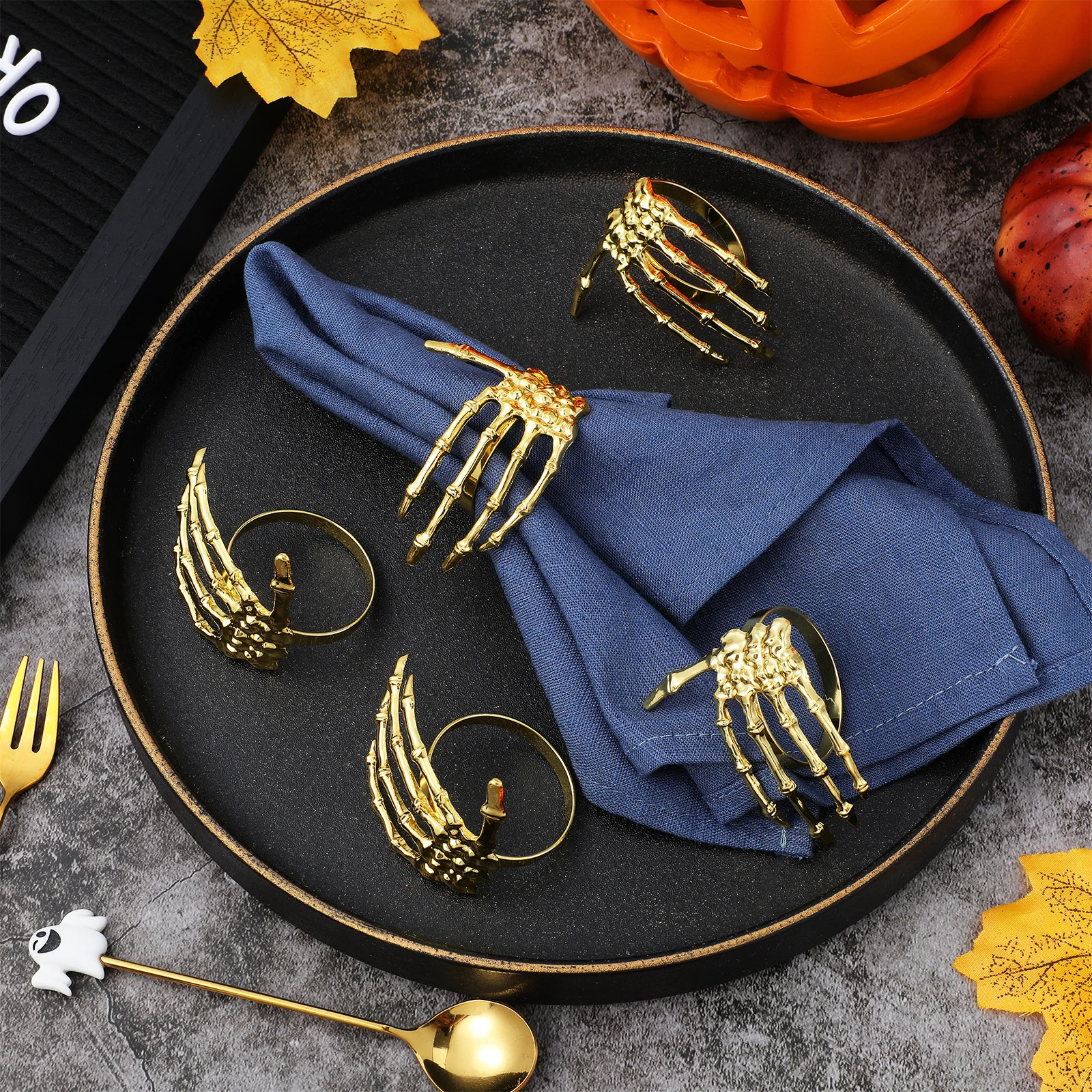 

6pcs Rings Ghost Palm Shaped Creative Table Decorations Halloween Decorative Accessories For Party Hotel Halloween Decors