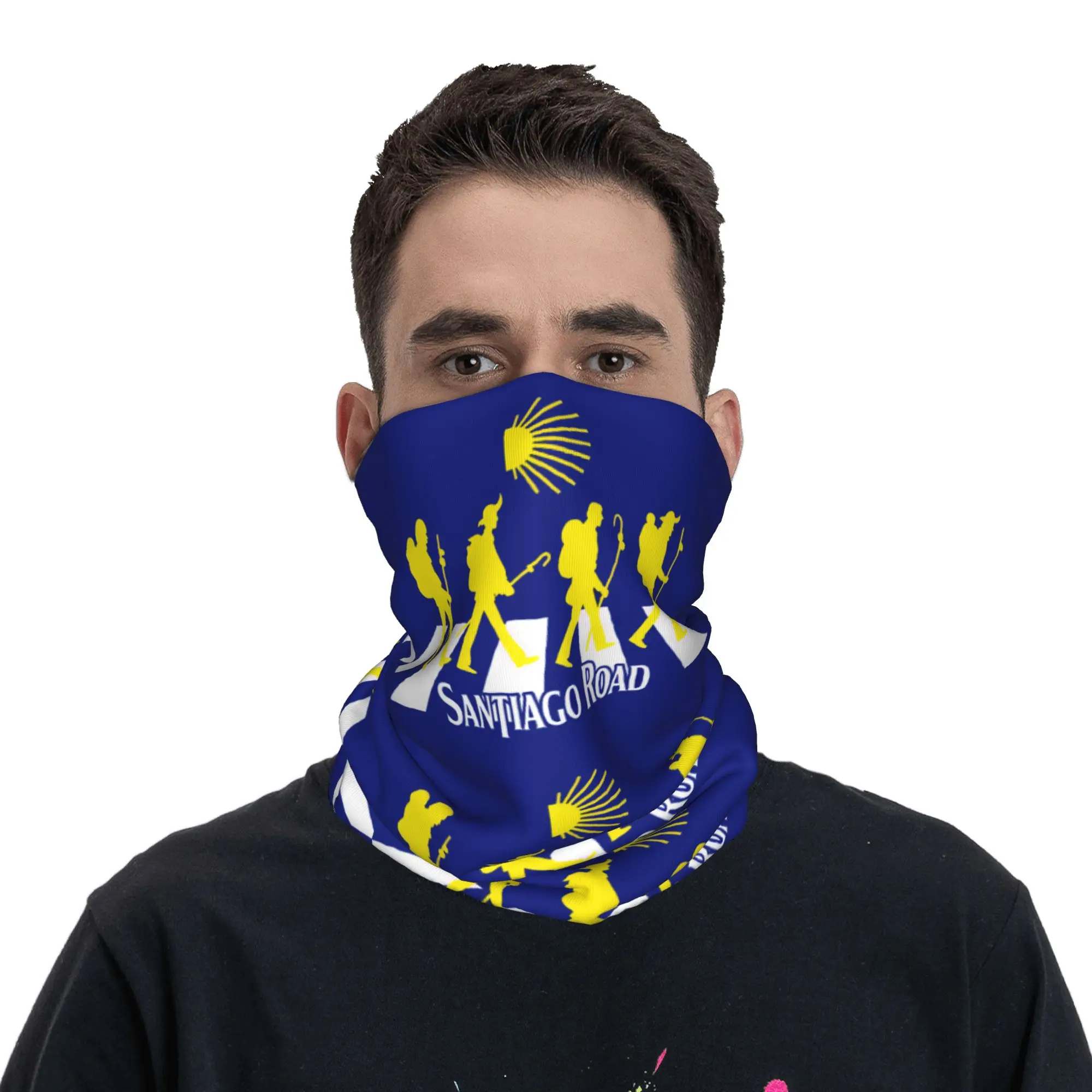Braga de cuello personalizada Compostela Peregrino Shell Road para hombre y mujer, protección UV para la cara, bufanda tipo bandana para senderismo en invierno